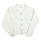 ESSENTIELS Womens White Cotton Denim Jacket M Button Closure Classic Fit