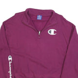 CHAMPION Womens Red 1/4 Zip XL Sweatshirt Logo Pullover Sports Casual