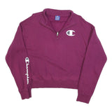 CHAMPION Womens Red 1/4 Zip XL Sweatshirt Logo Pullover Sports Casual