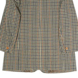 Womens Brown Beige Check Button Cotton Jacket L Woven Classic Tailored