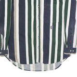 ZIZA Mens Blue Green & Beige Striped Shirt XL Button Down Casual Cotton