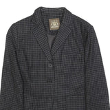 TRUSSARDI Womens Black Grey Checked Tailored Jacket S Polyester Blend Button