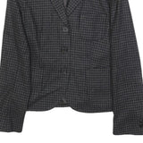 TRUSSARDI Womens Black Grey Checked Tailored Jacket S Polyester Blend Button