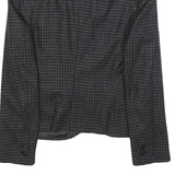 TRUSSARDI Womens Black Grey Checked Tailored Jacket S Polyester Blend Button