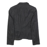 TRUSSARDI Womens Black Grey Checked Tailored Jacket S Polyester Blend Button