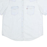 LEVI'S Womens White Denim Shirt XL Cotton Casual Short Sleeve Button