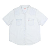 LEVI'S Womens White Denim Shirt XL Cotton Casual Short Sleeve Button