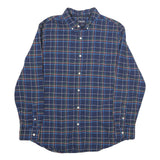 CHAPS Mens Blue Green Check Shirt L Cotton Button Down Long Sleeve Casual