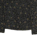 SCALA Womens Black Printed Blouse Long Sleeve Round Neck L Elegant Top