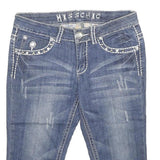 MISS CHIC Womens Denim Blue Cotton Blend Casual Shorts M W30 Stud Embellished
