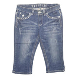 MISS CHIC Womens Denim Blue Cotton Blend Casual Shorts M W30 Stud Embellished