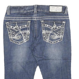MISS CHIC Womens Denim Blue Cotton Blend Casual Shorts M W30 Stud Embellished