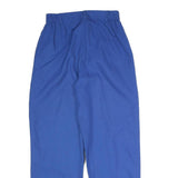 Womens Relaxed Fit Blue Cotton Blend Trousers W24 L25 Elastic Waist Zip Closure