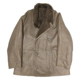 Mens Beige Faux Shearling Button Jacket XL Classic Outerwear Warm Winter Coat