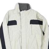NAUTICA Mens White & Navy Lightweight Zip Jacket L Polyester Blend Plain