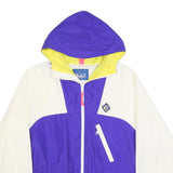 WOOLRICH Mens Purple & White Hooded Nylon Jacket M Windbreaker Zip Casual