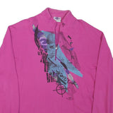 MASER Mens Pink Crew Neck M Cotton Blend Pullover Sweatshirt Graphic Print
