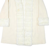 ALORNA Womens Cream Wool Blend Jacket L Wool Blend Plain Elegant Warm