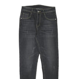 Womens Slim Fit Black Denim Slim Jeans W27 L26 Stylish Cotton Blend Zip Closure