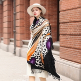 Anyyou 100% Merino Wool Animal Pattern Silk Satin Large Winter Scarf Pashmina Shawl Bandana Perfect For Women Ladies Fashion Style