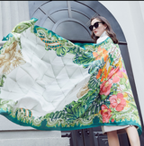 Anyyou 100% Mulberry Silk Light Green Long Scarf Luxury Brand Women Beach Shawl Wear Swimwear Pashimina Face Shield Foulard