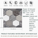 Anyhouz 10pcs Grey Vinyl Wall Tiles – Honeycomb Pattern Design, Waterproof