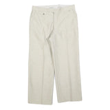 COSMO Womens Wool Blend Cream Regular Straight Trousers W30 L27 Classic Zip