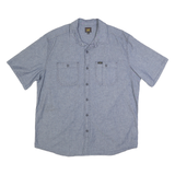 LEE Mens Blue Cotton Blend Shirt XL Button Pocket Casual Short Sleeve