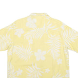 ISLAND REPUBLIC Mens Yellow & White Floral Silk Shirt M Summer Casual Hawaiian