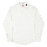 TOMMY HILFIGER Mens White Shirt M Cotton Blend Long Sleeve Button Up Casual Wear