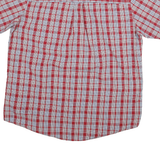 CHAPS Mens Red & White Checked Short Sleeve Shirt L Casual Cotton Blend Button