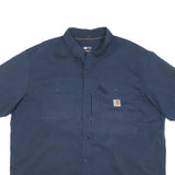 CARHARTT Mens Blue Workwear 2XL Short Sleeve Cotton Blend Shirt