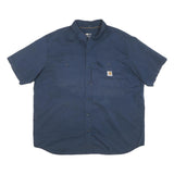 CARHARTT Mens Blue Workwear 2XL Short Sleeve Cotton Blend Shirt