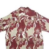 CONSENSUS Mens Red & Cream Floral Rayon Shirt XL Hawaiian Print Casual Summer