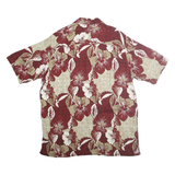 CONSENSUS Mens Red & Cream Floral Rayon Shirt XL Hawaiian Print Casual Summer