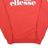 ELLESSE Womens Red Cotton Blend Crew Neck UK 10 Sweatshirt Logo Casual Pullover