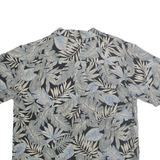 PIERRE CARDIN Mens Black & Grey Leaf Print Silk Shirt M Summer Casual