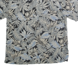 PIERRE CARDIN Mens Black & Grey Leaf Print Silk Shirt M Summer Casual