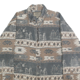 WOODS & WATER Mens Beige & Grey Cotton Shirt XL Animal Print Pattern Casual