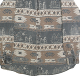 WOODS & WATER Mens Beige & Grey Cotton Shirt XL Animal Print Pattern Casual