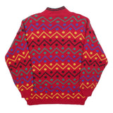 HI-OCTANE Womens Red Patterned Jumper Round Neck Basic Knit M Acrylic Comfort