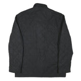 BARBOUR Mens Black Quilted Jacket L Polyester Blend Button Closure Classic Fit