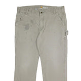 CARHARTT Mens Relaxed Fit Beige Cotton Blend Trouser W38 L30 Workwear Zip