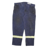 CARHARTT Mens Cotton Blend Navy Reflective Strip Relaxed Workwear Trousers W40