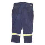 CARHARTT Mens Cotton Blend Navy Reflective Strip Relaxed Workwear Trousers W40