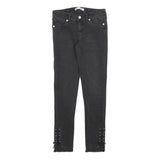 LEVI'S 710 Womens Slim Black Denim Raw Hem Skinny Cotton Blend W24 L25 Lace-Up