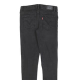 LEVI'S 710 Womens Slim Black Denim Raw Hem Skinny Cotton Blend W24 L25 Lace-Up