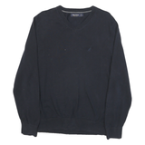 NAUTICA Mens Navy Plain V Neck Basic Knit Jumper M Cotton Blend Casual Stylish