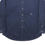TOMMY HILFIGER Mens Navy Blue Shirt L Classic Button-Down Cotton Long Sleeve