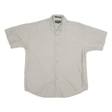HILLS & ARCHER Mens Beige Cotton Shirt M Short Sleeve Casual Classic